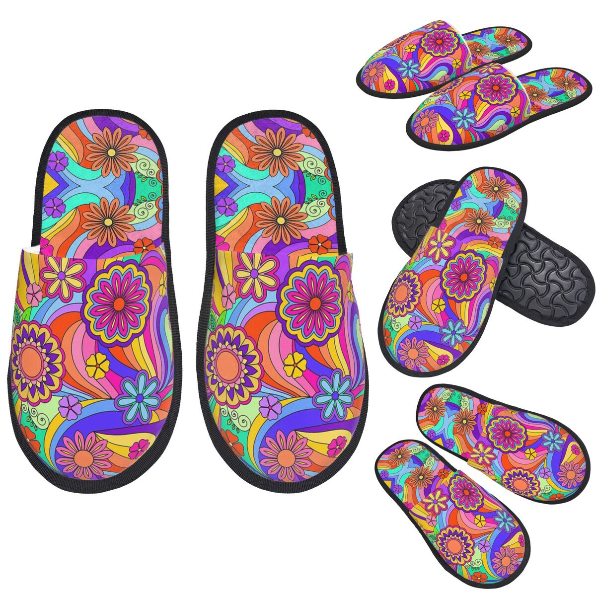 Insole Memory Foam - Zapatillas personalizadas Groovy Psychedelic Flower Power,
